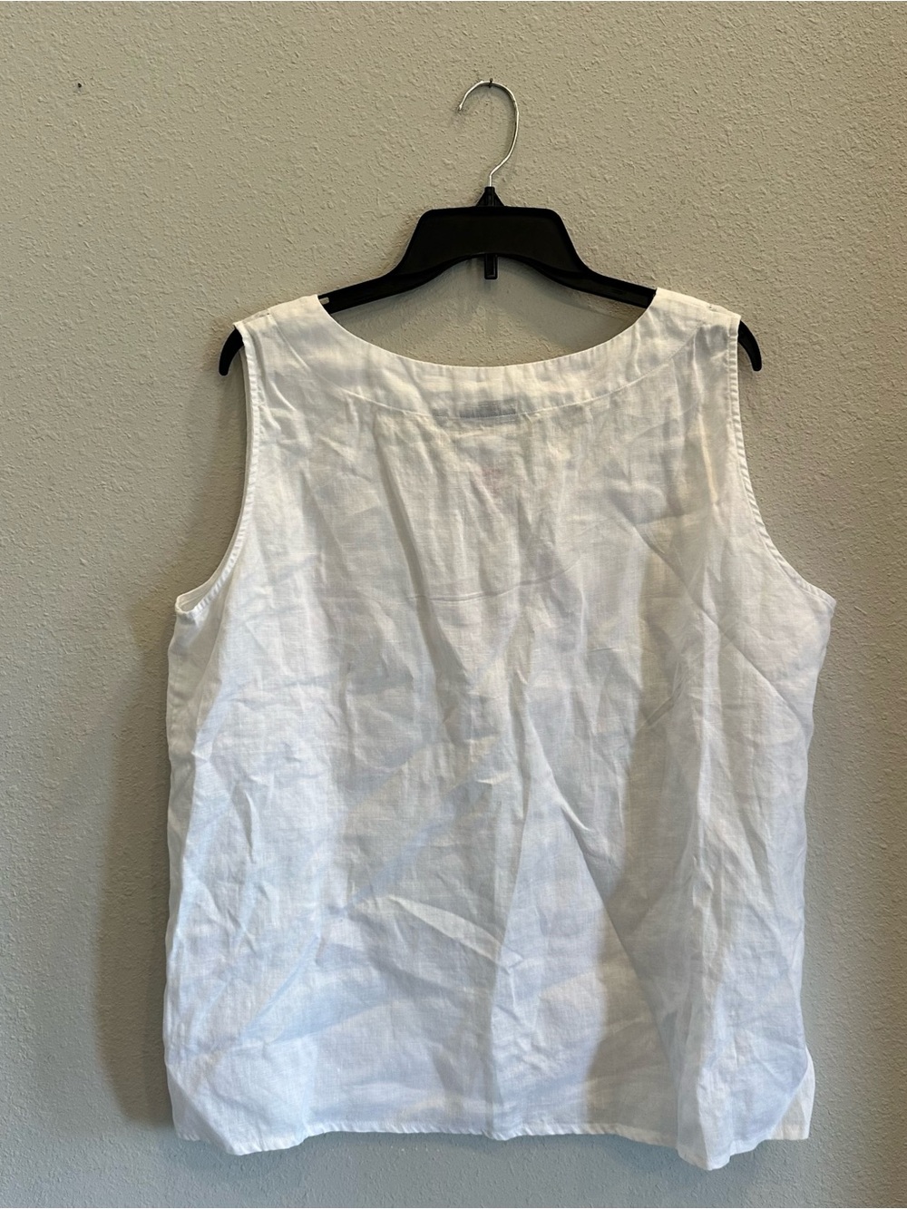 Amelline 100% Linen White Sleeveless Tank Top Blouse Size XL Coastal Core - Picture 2 of 4